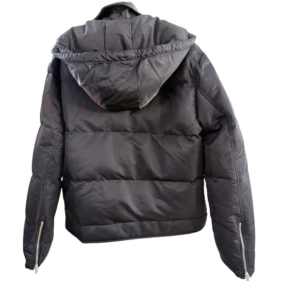The Kooples Paris Mens Black Leather & Down Biker Hooded Jacket Size L MSRP $810 - Picture 7 of 16